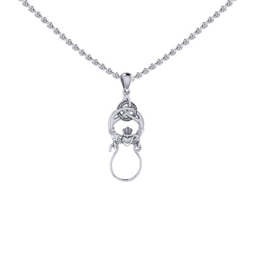 Claddagh Triquetra Small Charm Holder Sterling Silver Pendant